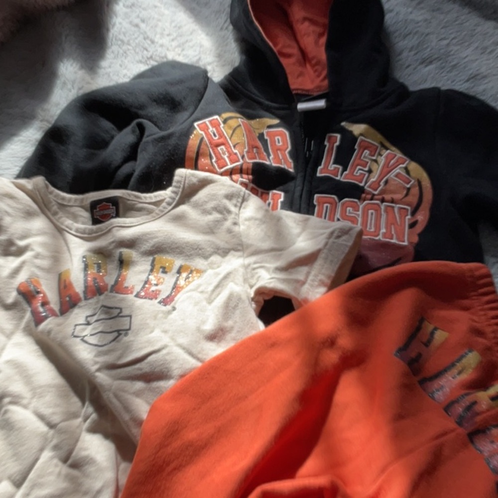 Harley-Davidson Black and Orange Outfit girls 4t